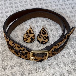 Cheetah Print Belt & Earrings